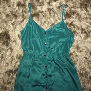 Petticoat Alley Teal Satin High-Low Dress